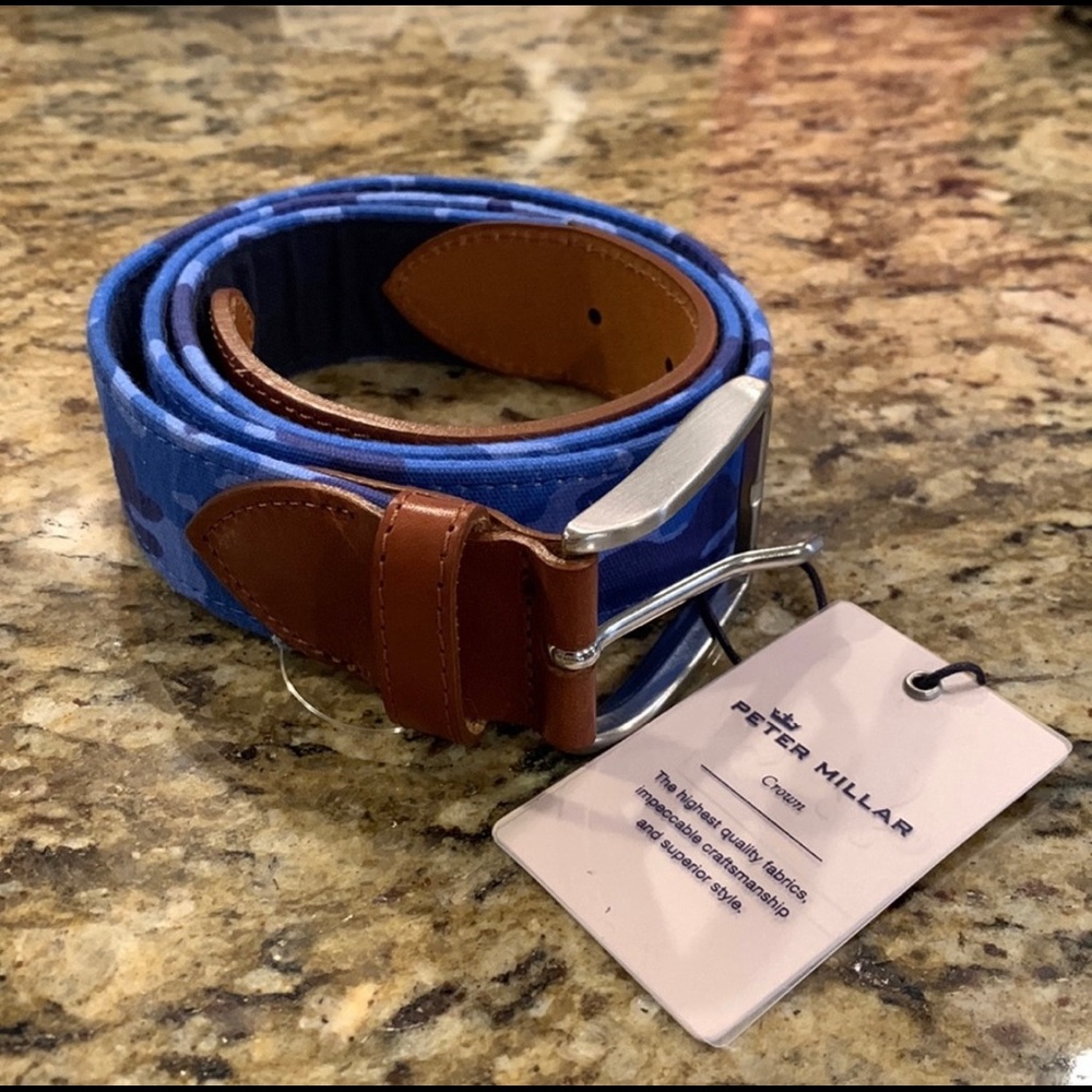 NWT Peter Millar Blue Camo Belt 42